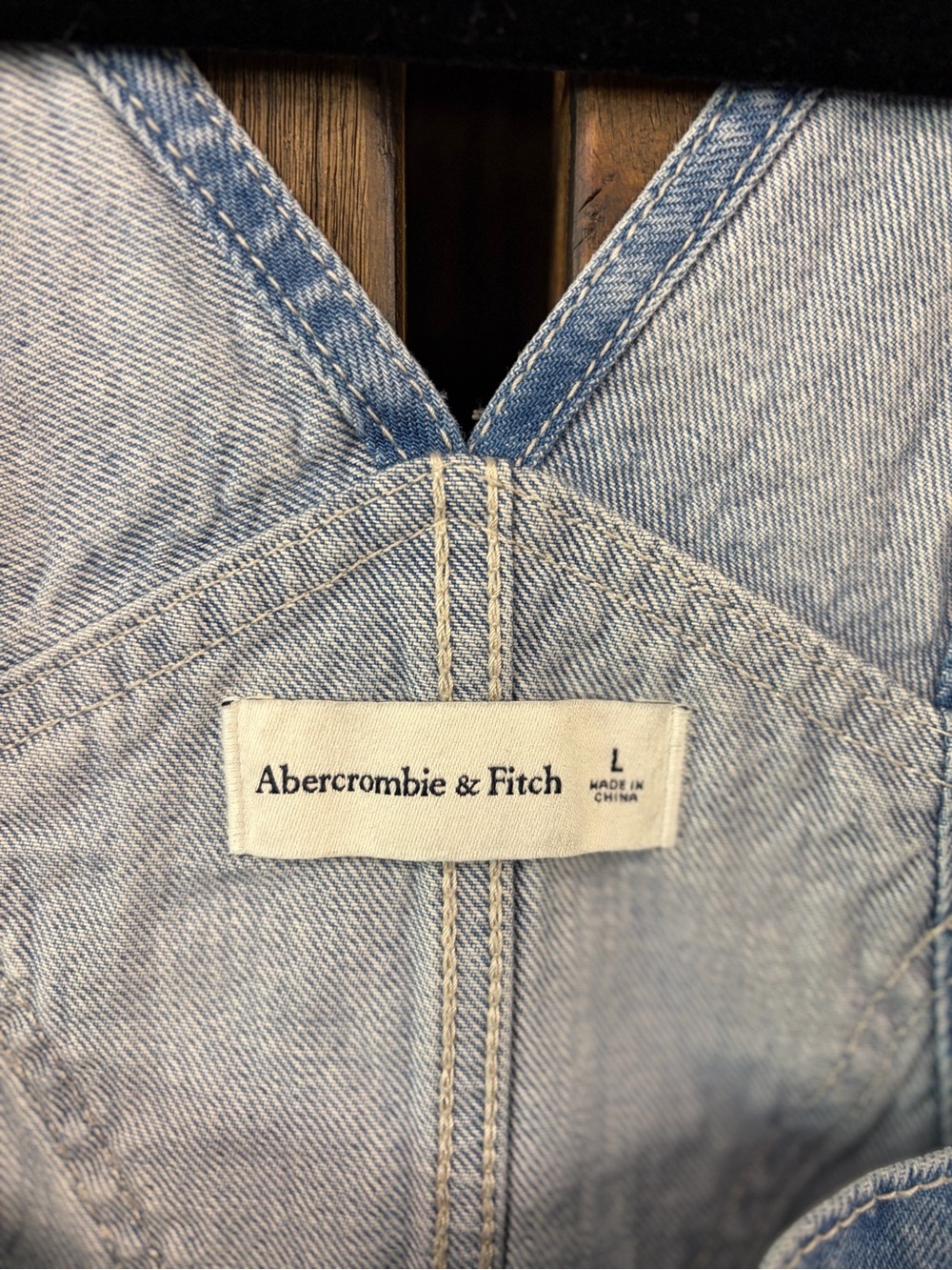 Abercrombie & Fitch Classic Relaxed Denim Straight Leg Overalls Size Large - Picture 6 of 7